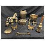BRASS VASES, HORSE FIGURE, PLANTER