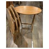 SET OF 4 OAK TV TRAY STANDS 23Wx24Hx15D