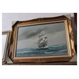 LARGE FRAMED SHIP PRINT