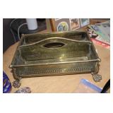 BRASS FOOTED SERVICE TRAY