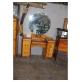 VTG. HERRING BONE PATTERN DRESSER AND MIRROR VTG. HERRING BONE PATTERN DRESSER AND MIRROR