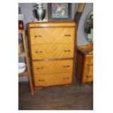 VTG. HERRING BONE PATTERN WOOD DRESSER VTG. HERRING BONE PATTERN WOOD DRESSER