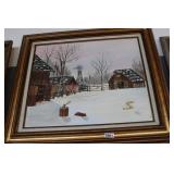 PAINTING BY LAYCE GOODWIN 1982 "WINTER ON THE FARM