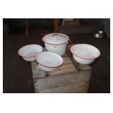 RED TRIM ENAMEL COOKWARE