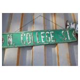 VTG. "N. COLLEGE ST." HEAVY METAL ROAD SIGN