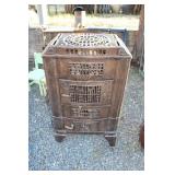 ANTQ COAL BURNING ENAMEL PARLOR STOVE