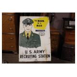WWII DOUBLE SIDED ARMY RECRUITMENT SIGN WWII DOUBLE SIDED ARMY RECRUITMENT SIGN