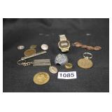 LOT OF MISC MEDALLIONS, VTG, TIMEX, BOY SCOUT, ETC