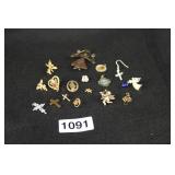 LARGE LOT OF MISC PINS EARRINGS ETC