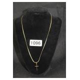 STAMPED 14 K GOLD CHAIN AND CROSS PENDENT MADE INY STAMPED 14 K GOLD CHAIN AND CROSS PENDENT MADE INY