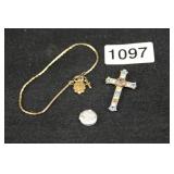 TENNIS BRACLET CROSS AND KEEPSAKE PENDENT