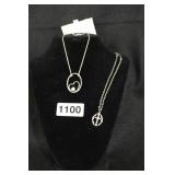 SILVER TONED NECKLACES LOT OF TWO SILVER TONED NECKLACES LOT OF TWO