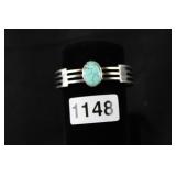 SOUTHWEST SILVER AND TURQ. BRACELET STAMPED W/ ZIA SOUTHWEST SILVER AND TURQ. BRACELET STAMPED W/ ZIA