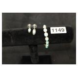 STERLING SILVER AND TURQ BRACELET AND EARRINGS STERLING SILVER AND TURQ BRACELET AND EARRINGS