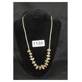 TRIBAL POLISHED STONE NECKLACE W/ STERLING BEADS TRIBAL POLISHED STONE NECKLACE W/ STERLING BEADS