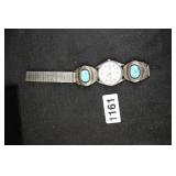 VTG. TURQ AND SILVER WATCH TIPS AND WATCH VTG. TURQ AND SILVER WATCH TIPS AND WATCH