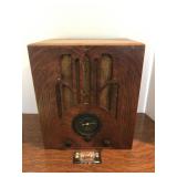 Vintage Tatro farm radio measures 12 inches wide
