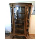 Clawfoot oak curio cabinet