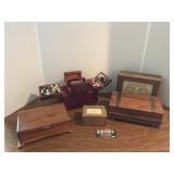 Wood boxes and sewing kit