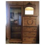 Secretary hutch measures 62 inches tall by 45