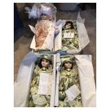 4-Porcelain face heirloom dolls