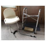 Walker, shower chair, cane