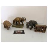 Elephant and bear statues