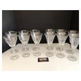 Clear stemmed wine glasses