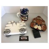 Coca-Cola mug with pens and decor