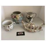 Nippon footed bowl and items