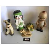 Chalk where kewpie doll, dog, frog, native