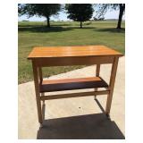 White oak table on wheels