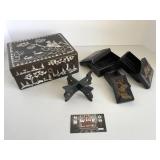 Shell inlaid box and nesting boxes