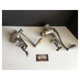 2- meet grinders with wooden handles