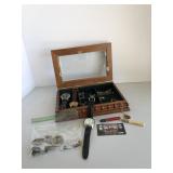 Jewelry box, bullet lighters, necklace with
