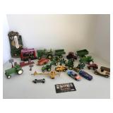 John Deere and international toy tractors