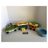 Fisher price little people train car and items