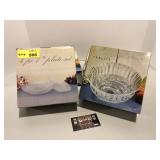 27 piece plate sets and 8" crystal bowls