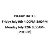PICKUP DATE JULY 9TH AND JULY 12TH