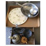 Cast iron candle holder and Christmas platter