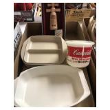 Plastic Campbells mug and plastic food trays