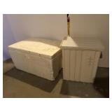 Small bathroom hamper and Styrofoam cooler