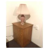 Hi top wooden box with lamp