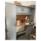 Grey Garage Shelving storage. Door keys included.