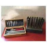 Centering punch set an X-Acto knife