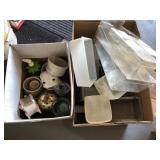 Miscellaneous plastic organizers and glassware