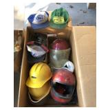 Vintage motorcycle helmets, hard hats caps