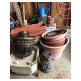 Garden owl &  flower pots