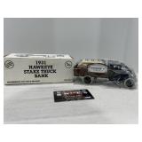 1931 Hawkeye Stake truck bank, diecast metal,