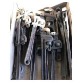 Various size pipe wrenches